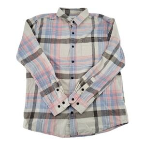Pacsun‎ Pink Blue Plaid Flannel Shirt Mens Button Up Long Sleeve Size M